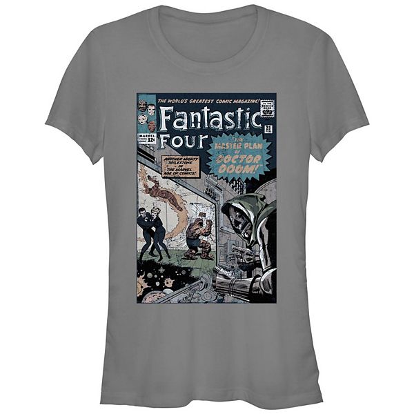 Juniors' Fantastic Four Comic Cover Poster Graphic Tee Marvel