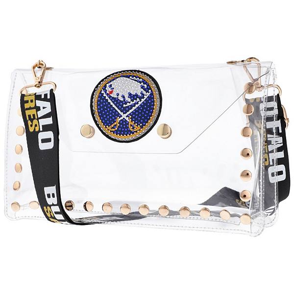 Прозрачный клатч с кристаллами Buffalo Sabres, 100% ПВХ, съемный плечевой ремень, 16 x 8 x 26 см Unbranded