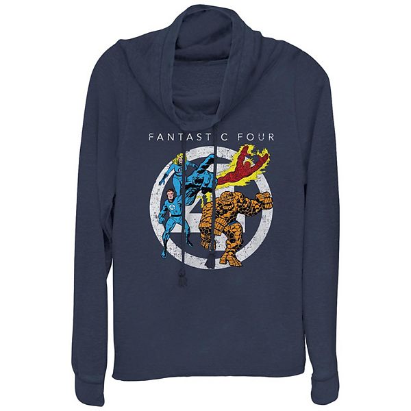 Women's Marvel Fantastic Four Classic Poster Cowlneck Graphic Lightweight Long Sleeve Marvel