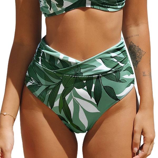 Women's CUPSHE Shirred Overlap High Waist Bikini Bottoms Cupshe