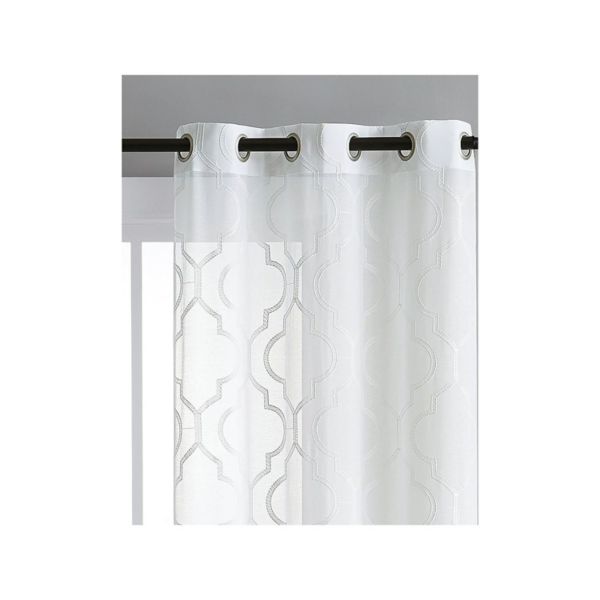 Kate Aurora 2 Piece Charlotte Clover Trellis Grommet Top Sheer Voile Window Curtain Panels Kate Aurora