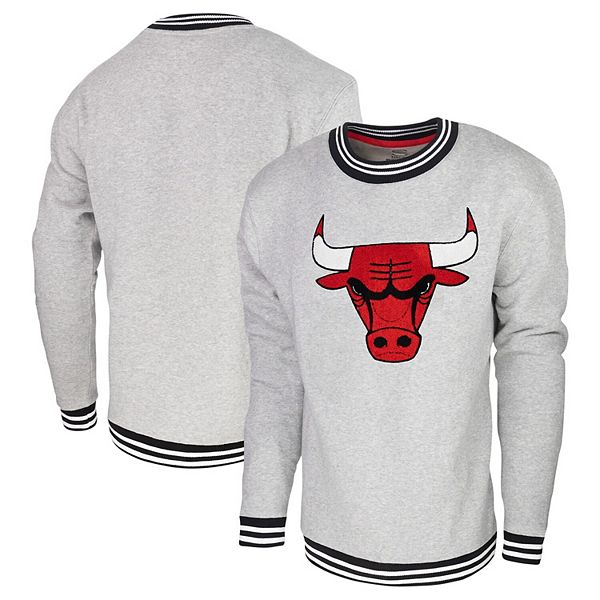 Men's Stadium Essentials Heather Gray Chicago Bulls Club Level Pullover Sweatshirt Stadium Essentials