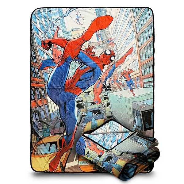 Marvel Spider-man In The City Fleece Comfy Throw Blanket For Adults & Kids, Measures 60 X 45 Inch Bazillion Dreams