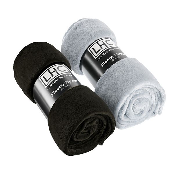 Lavish Home 2-Pack Fleece Throw Blanket Set Lavish Home