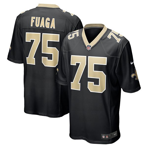 Мужская черная игровая футболка Nike Taliese Fuaga с символикой команды New Orleans Saints NFL