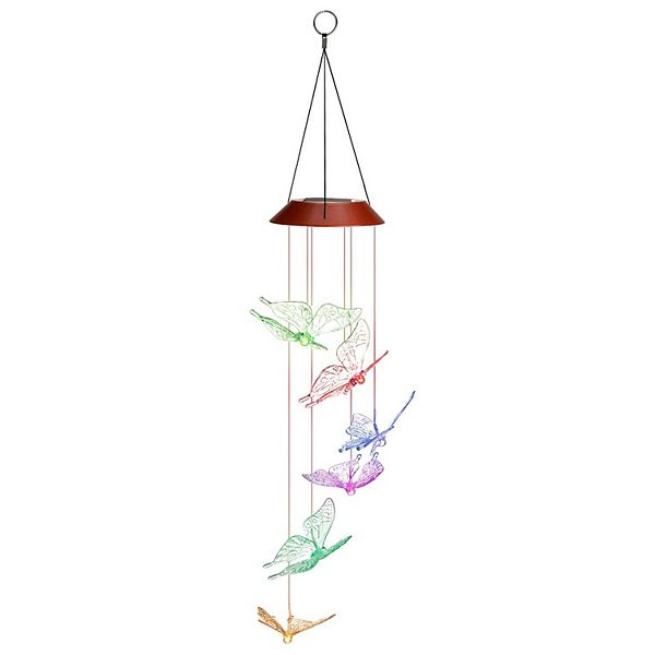 Solar Powered Led Butterfly Wind Chimes Image