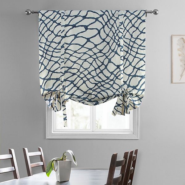 EFF Ellis Printed Cotton Tie-Up Window Shade, 46" X 63", Ellis Blue Eff