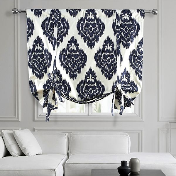 EFF Ikat Printed Cotton Tie-Up Window Shade, 46" X 63", Ikat Blue Eff