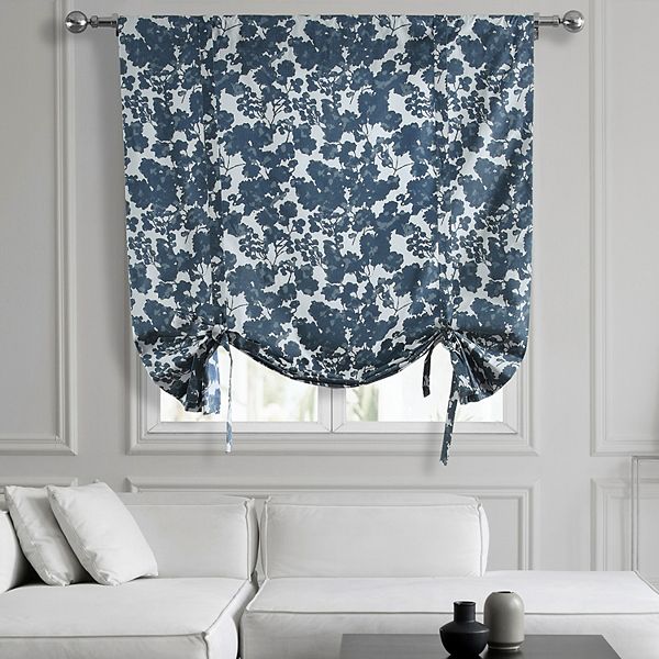 EFF Fleur Printed Cotton Tie-Up Window Shade, 46" X 63", Fleur Blue Eff