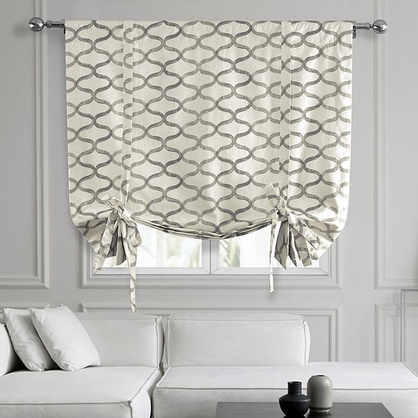 EFF Illusions Printed Cotton Tie-Up Window Shade, 46" X 63", Illusions Silver Gray Eff