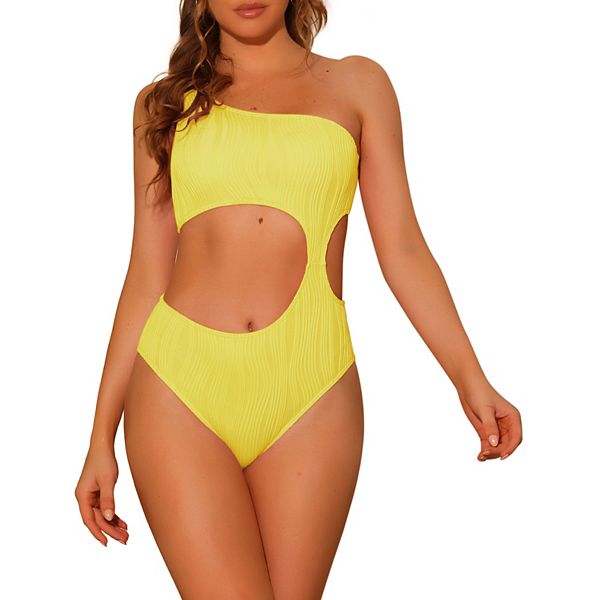 Women's Asymmetric One Piece Swimsuit Waist Cutout Swimwear Monokini Elerevyo