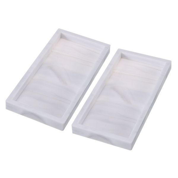 2 Pcs 8" X 4" Soap Dispenser Tray Jewelry Organizer Dish For Jewelry, Coin, Key, White Unique Bargains