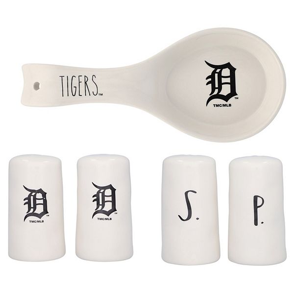 Кухонный набор из 3 предметов с логотипом Detroit Tigers: керамическая подставка для ложки и набор солонки с перечницей Unbranded