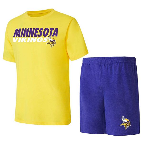 Мужской комплект для сна Minnesota Vikings от Concepts Sport: фиолетовая и золотая рубашка и шорты Unbranded