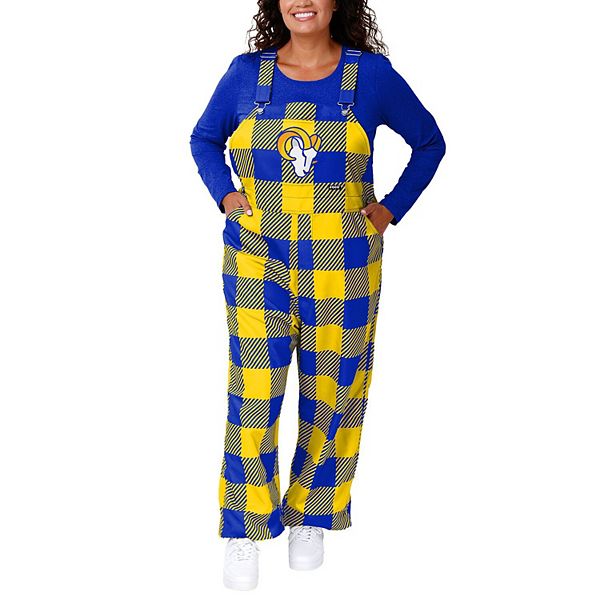 Women's FOCO  Royal Los Angeles Rams Big Logo Plaid Overalls Unbranded