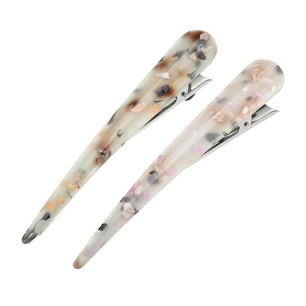 2 Pcs Long Metal Duckbill Hair Clips Crocodile Women Clips 5.31"x0.83" White Unique Bargains