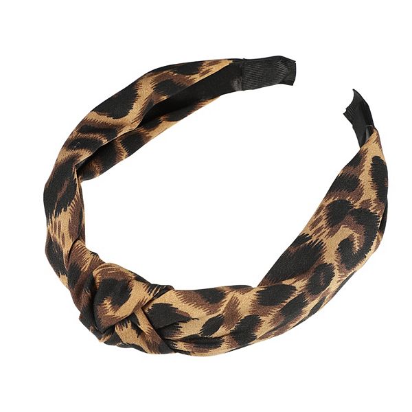 Leopard Pattern Headband Women Elastic Knotted Headbands Accessories Coffee Unique Bargains