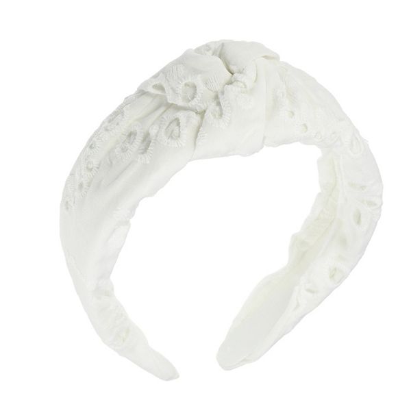 1pcs Floral Pattern Knotted Headband Classic Style Headband White 4.92"x1.97" Unique Bargains