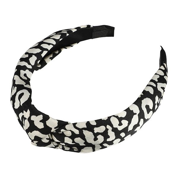 Leopard Pattern Headband For Women Elastic Knotted Headband Accessories Black Unique Bargains