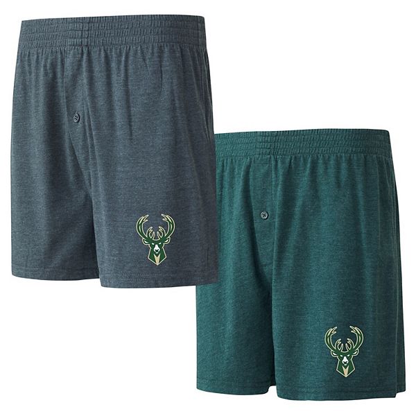 Men's Concepts Sport Hunter Green/Charcoal Milwaukee Bucks Two-Pack Jersey-Knit Boxer Set Unbranded