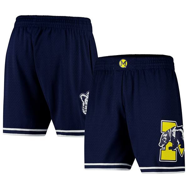 Men's Mitchell & Ness Navy Michigan Wolverines Team ID Vintage Logo Mesh Shorts Mitchell & Ness