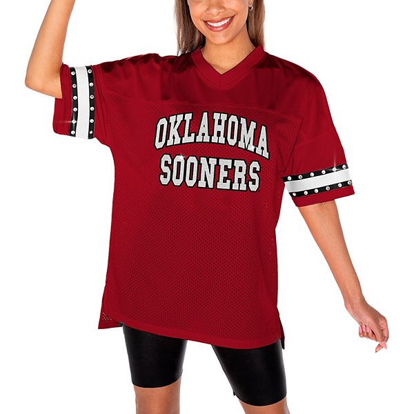 Женская футболка Oklahoma Sooners с кристальным декором от Gameday Couture, V-образный вырез, сетка Gameday Couture