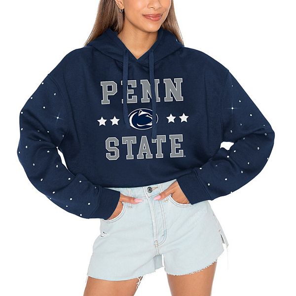 Женское укороченное худи Gameday Couture Penn State Nittany Lions с капюшоном и стразами, синее Gameday Couture