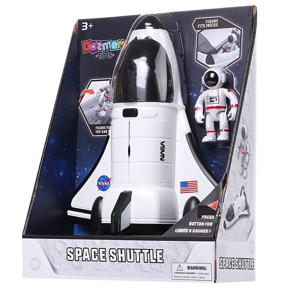 Spaceship Shuttle Toy with Astronaut Figure, Lights Up with Light and Blast Off Sound Effects Dazmers