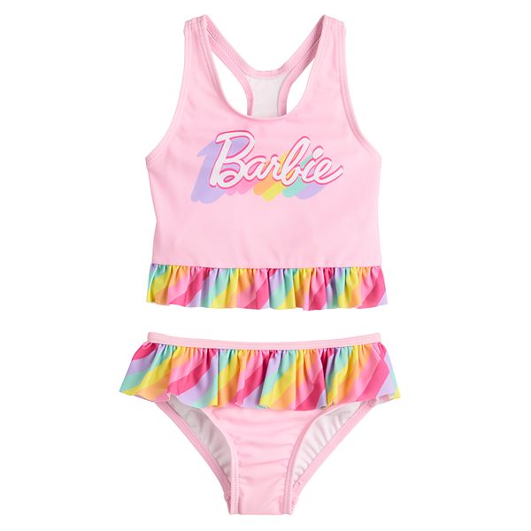 Baby & Toddler Girl Dreamwave Barbie® UPF 50+ Ruffle Tankini Set Dreamwave