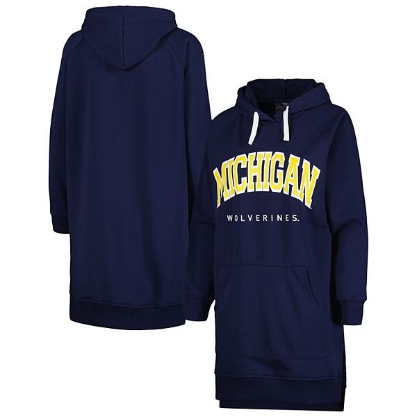 Women's Gameday Couture Navy Michigan Wolverines Take a Knee Raglan Hooded Sweatshirt Dress Gameday Couture