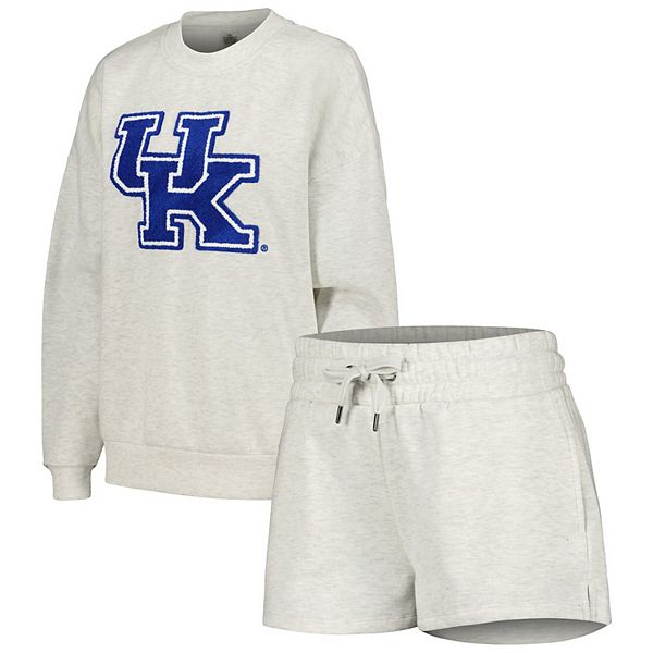 Women's Gameday Couture Ash Kentucky Wildcats Team Effort Pullover Sweatshirt & Shorts Sleep Set Gameday Couture