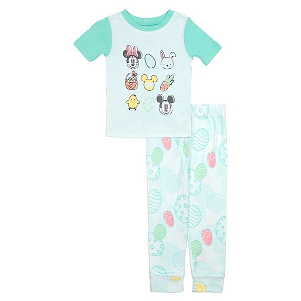 Disney's Mickey & Minnie Mouse Toddler 2-Piece Easter Short Sleeve Pajama Top & Pajama Pants Set Licensed Character