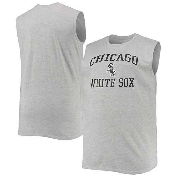 Мужская майка с открытой графикой Chicago White Sox, с открытыми плечами, размер Big & Tall, серый меланж Profile