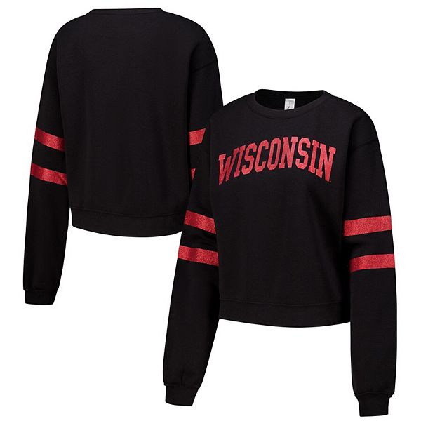 Women's ZooZatz Black Wisconsin Badgers Glitter Pullover Sweatshirt ZooZatz