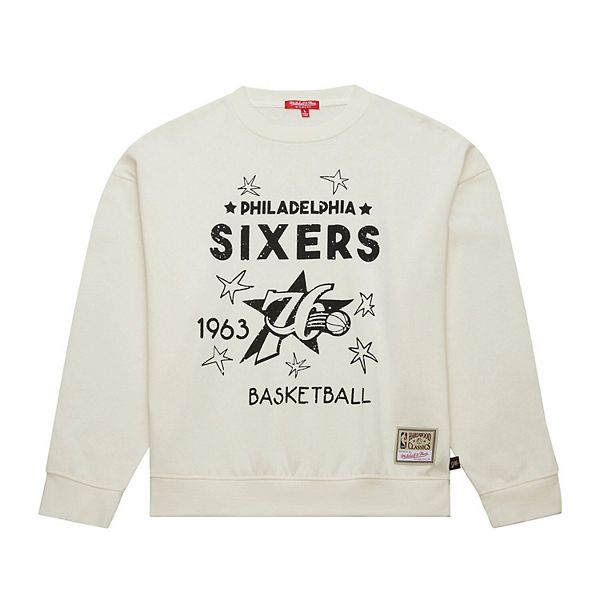 Женский винтажный пуловер Mitchell & Ness Philadelphia 76ers Hardwood Classics с длинными рукавами Mitchell & Ness