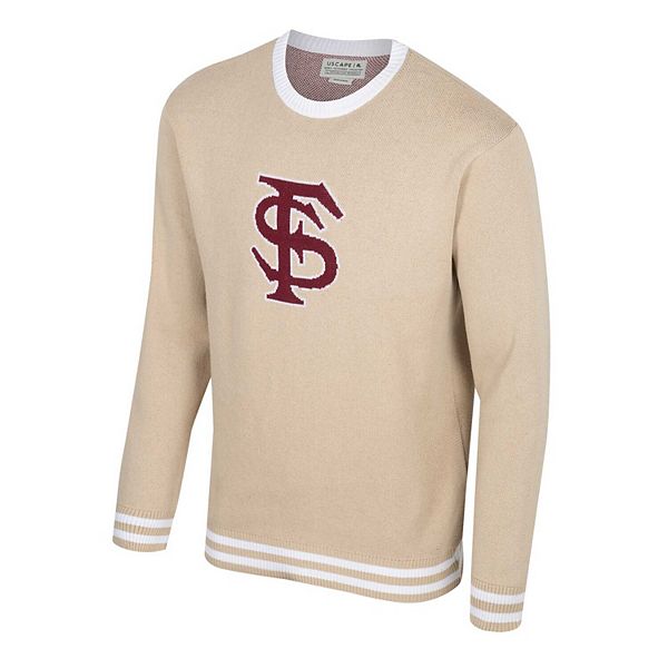 Unisex Uscape Apparel Tan Florida State Seminoles Renew Knit Vintage Pullover Sweater Uscape Apparel