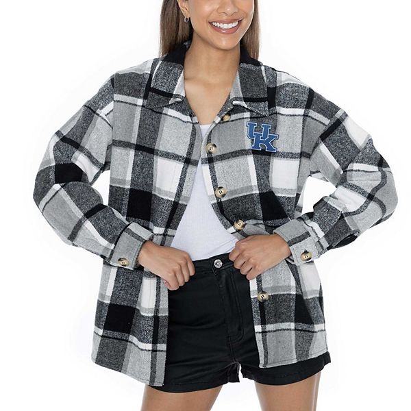 Women's Gameday Couture Gray Kentucky Wildcats End Zone Game Flannel Button-Up Shirt Gameday Couture