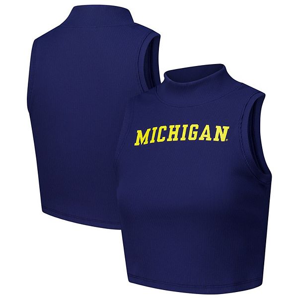 Women's ZooZatz Navy Michigan Wolverines Cropped Tank Top ZooZatz