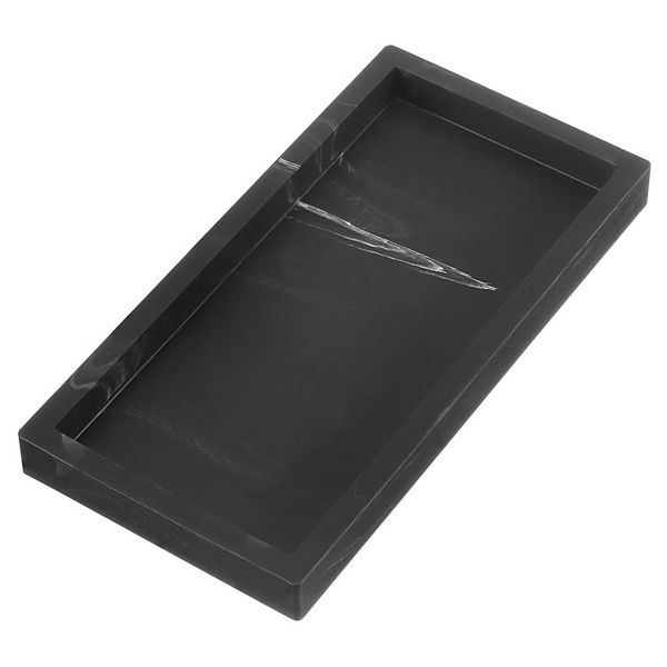 Silicone Bathroom Tray, Soap Dispenser Tray Jewelry Organizer Dish For Jewelry, Coin, Key, Black Unique Bargains