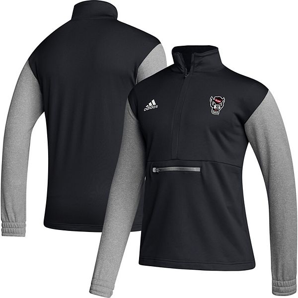 Мужской черный полуплащ adidas с технологией AEROREADY и ½-молнией от NC State Wolfpack Unbranded