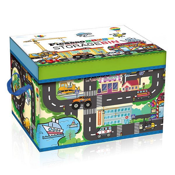 Picassotiles Magnet Tile Toy Organizer: City Theme Storage Bin With Lid & Handles PicassoTiles