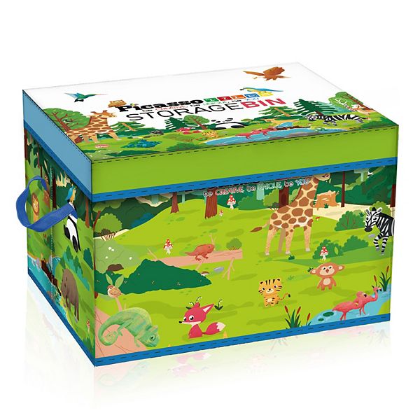 Picassotiles Magnet Tile Toy Organizer: Forest Theme Storage Bin With Lid & Handles PicassoTiles