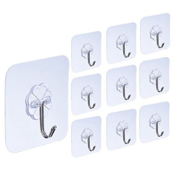 10-pieces Self-adhesive Wall Hooks Strong Kitchen & Bathroom Hangers Stock Preferred