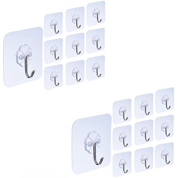 20-pieces Self-adhesive Wall Hooks Strong Kitchen & Bathroom Hangers Stock Preferred