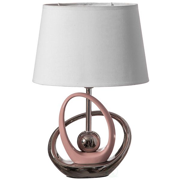 Designer table lamps, Decorative Ceramic Table Lamp, with Reflecting Silver and Pink Circular Stand Quickwayimports