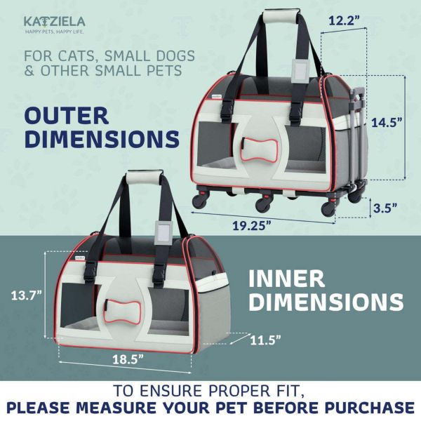 Bone Cruiser Pet Carrier With Removable Wheels And Telescopic Handle Katziela