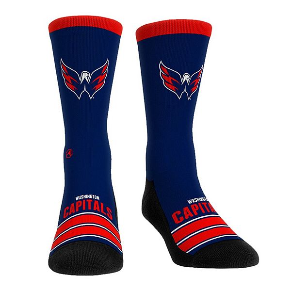 Комфортные унисекс носки Rock Em Socks Washington Capitals Gametime Stripe Crew с логотипом команды Rock Em Socks