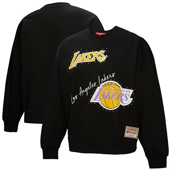 Женский черный пуловер Mitchell & Ness в стиле Los Angeles Lakers с флисовой подкладкой и графикой Mitchell & Ness