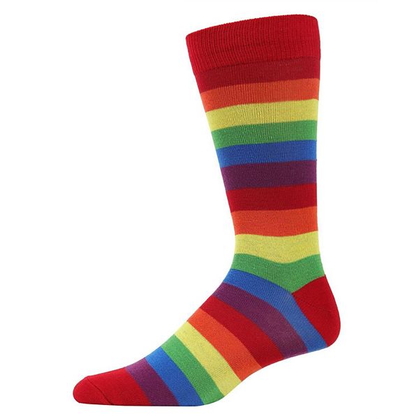 Men's Colors of the Rainbow Bright Stripe Crew Sock Memoi