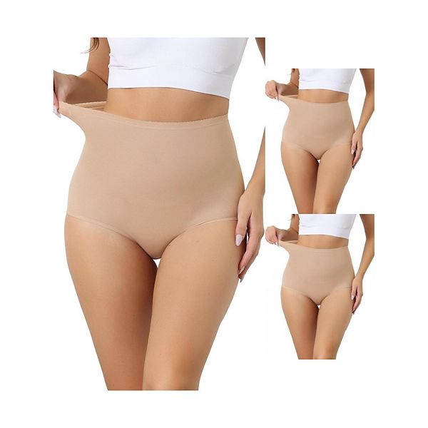 3 Packs Women's High Waisted Body Shaper Briefs Light Breathable Control Panties Allegra K